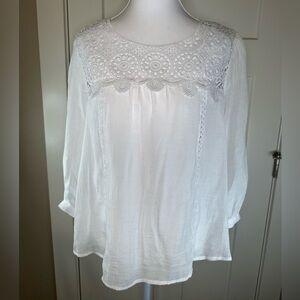 Fig and Flower White Crochet Boho‎ Blouse – PS Petite Small